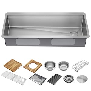 Lorelai 16-Gauge Stainless Steel 45 in. Single Bowl Undermount Workstation Kitchen Sink with Accessories
