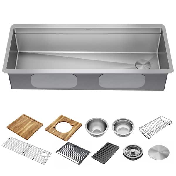 Delta Lorelai 16-Gauge Stainless Steel 45 in. Single Bowl Undermount Workstation Kitchen Sink with Accessories