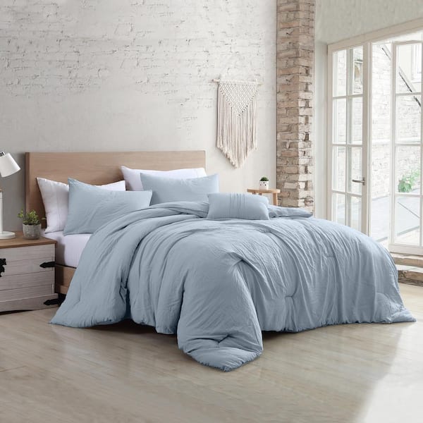 Modern Threads 4-piece Light Blue Beck Microfiber King Comforter Set 