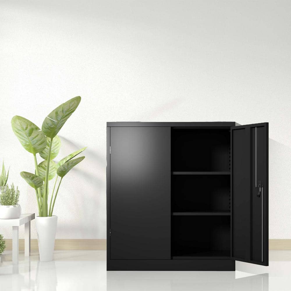 41.6 in. W x 36 in. D x 18 in. H Black Linen Cabinet Lockable Steel Storage