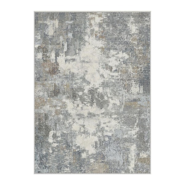 Shka Blue 3 ft. x 5 ft. Modern Abstract Area Rug