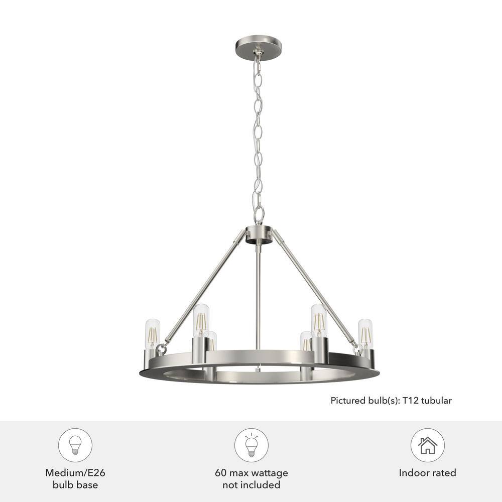 Brushed Nickel 24" Round Drum Chandelier