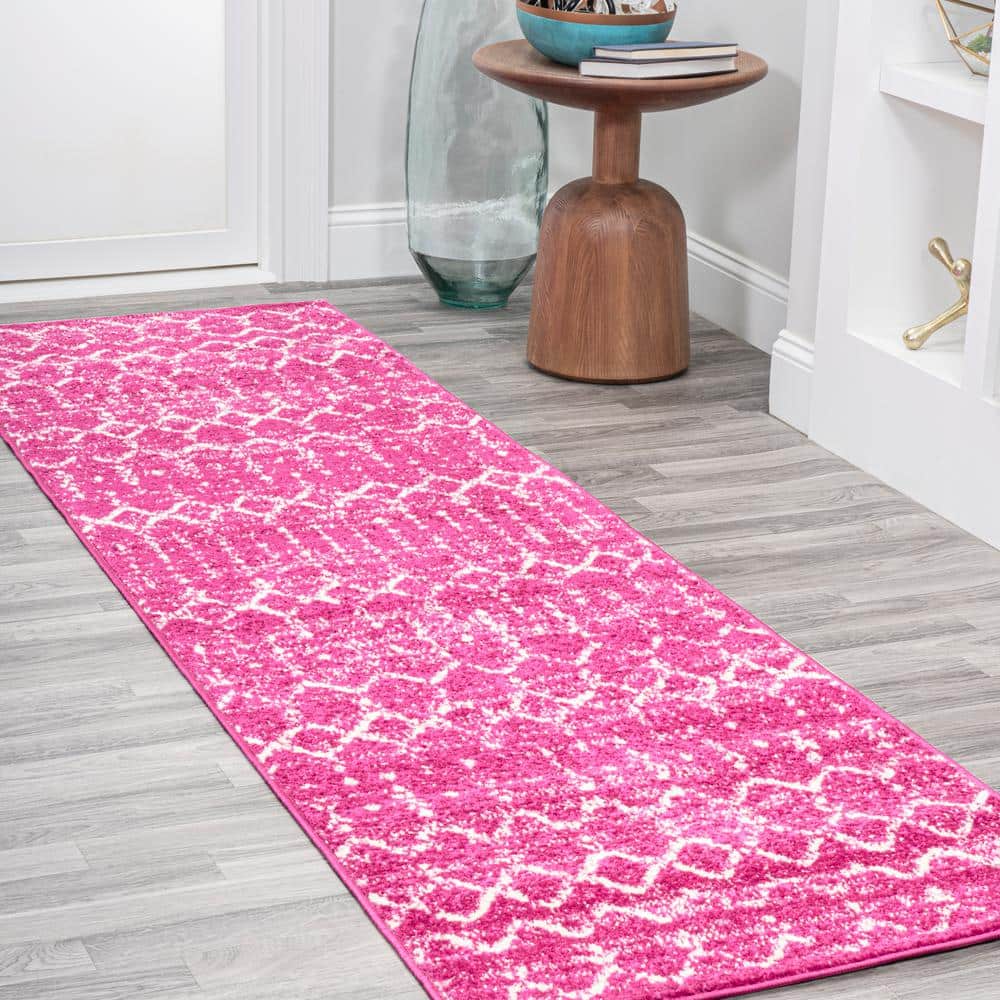 Fuchsia/Ivory 2 ft. x 8 ft. Moroccan Hype Boho Vintage Diamond Area Rug price history on PriceWatchPro