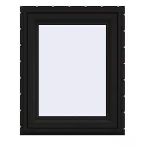 24 in. x 30 in. V-4500 Series Black FiniShield Vinyl Awning Window with Fiberglass Mesh Screen