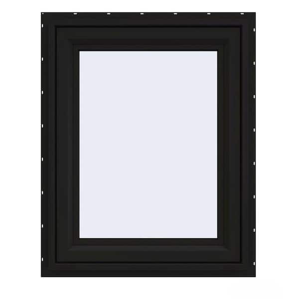 JELD-WEN 24 in. x 30 in. V-4500 Series Black FiniShield Vinyl Awning Window with Fiberglass Mesh Screen