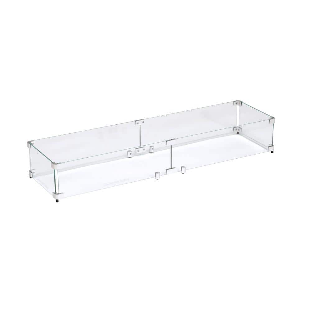 Clear Tempered Glass Fire Pit Wind Guard with Aluminum Fasteners