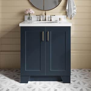 Taylor 31 in. W x 22 in. D x 36 in. H Freestanding Bath Vanity in Midnight Blue with Pure White Quartz Top