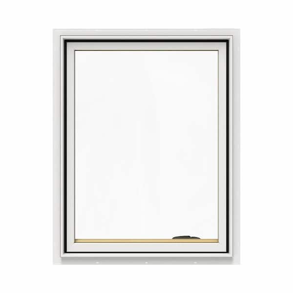 JELD-WEN 28.75 in. x 36.75 in. W-2500 Series White Painted Clad Wood Right-Handed Casement Window with BetterVue Mesh Screen