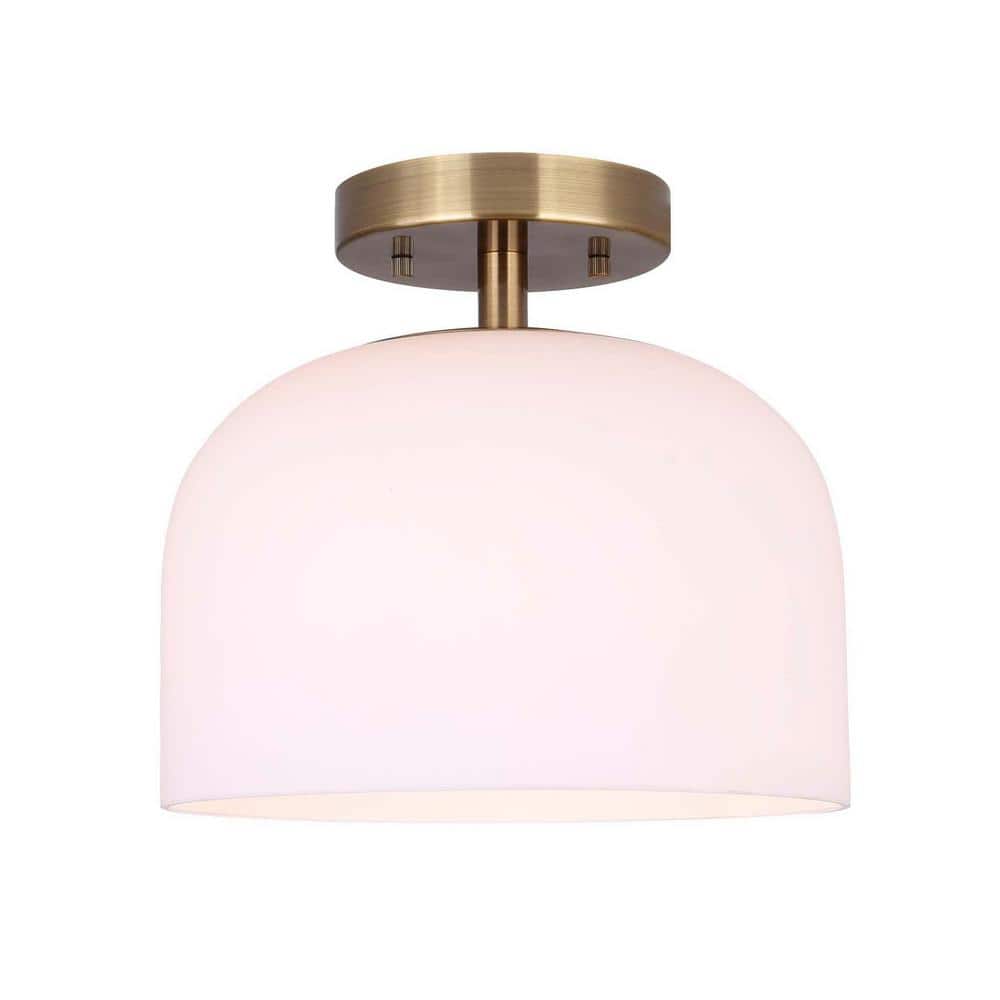 Novalee 9.25-Inch Gold Flush Mount with Opal Glass Shade
