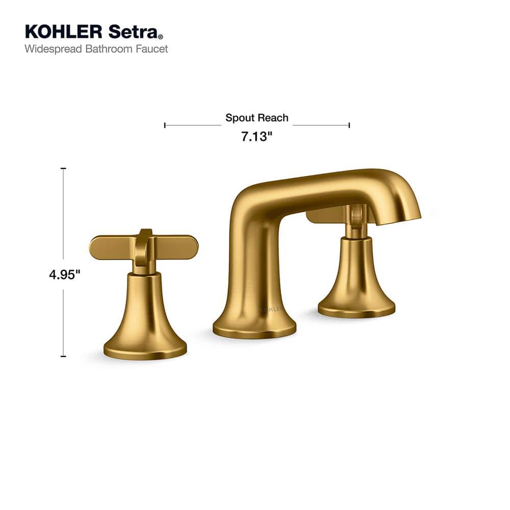 Vibrant Moderne Brushed Brass Widespread Bathroom Faucet