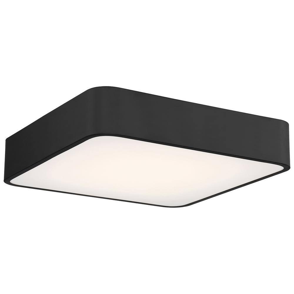 Granada 19.75 in. 40-Watt Black Integrated LED Flush Mount with White Acryl