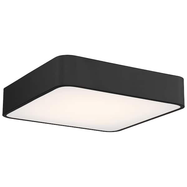 Granada 19.75 in. 40-Watt Black Integrated LED Flush Mount with White Acrylic Shade