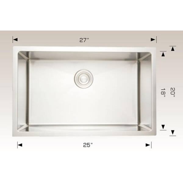 27 in. W x 20 in. D Undermount Chrome Laundry/Utility Sink with 1-Bowl and 16-Gauge 16GS-37004