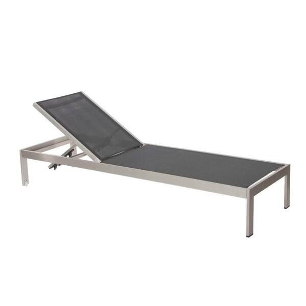 Modern Black 1-Piece Anodized Aluminum Outdoor Chaise Lounge