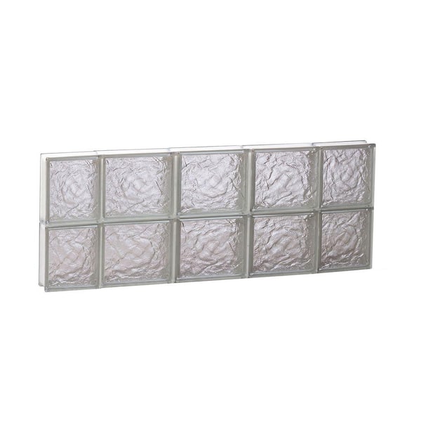 Clearly Secure 34.75 in. x 15.5 in. x 3.125 in. Frameless Ice Pattern Non-Vented Glass Block Window