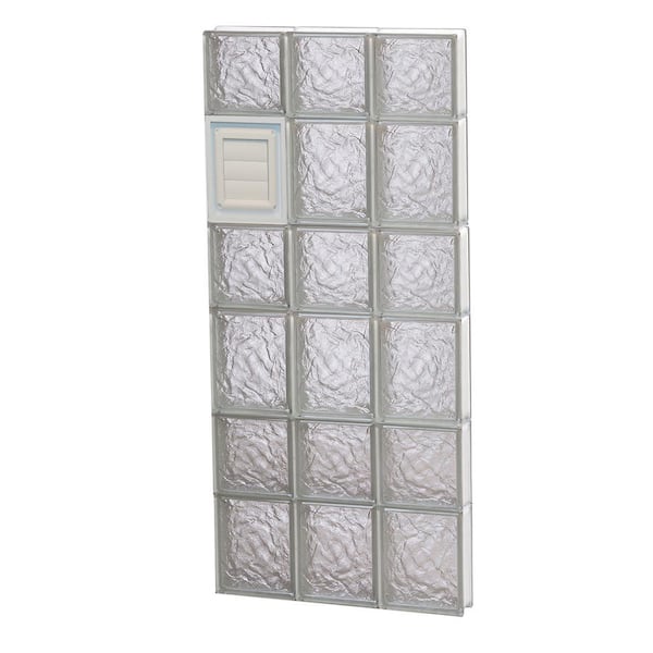 Clearly Secure 17.25 in. x 40.5 in. x 3.125 in. Frameless Ice Pattern Glass Block Window with Dryer Vent