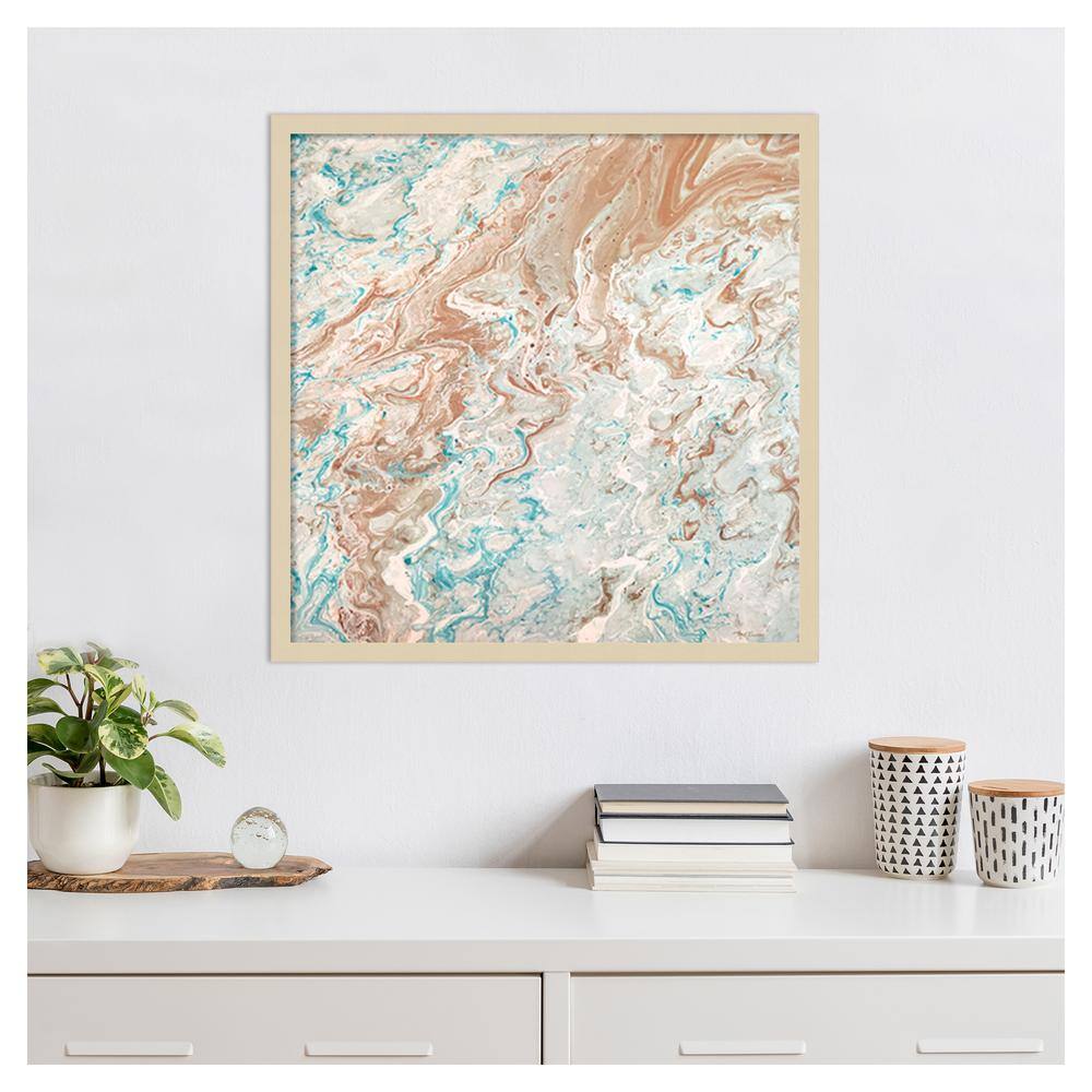 Wild Lagoons Abstract Graphic Art in Svelte Natural Frame