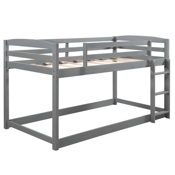 Gray Wood Twin Bunk Bed Over, Short Twin Bunk Beds