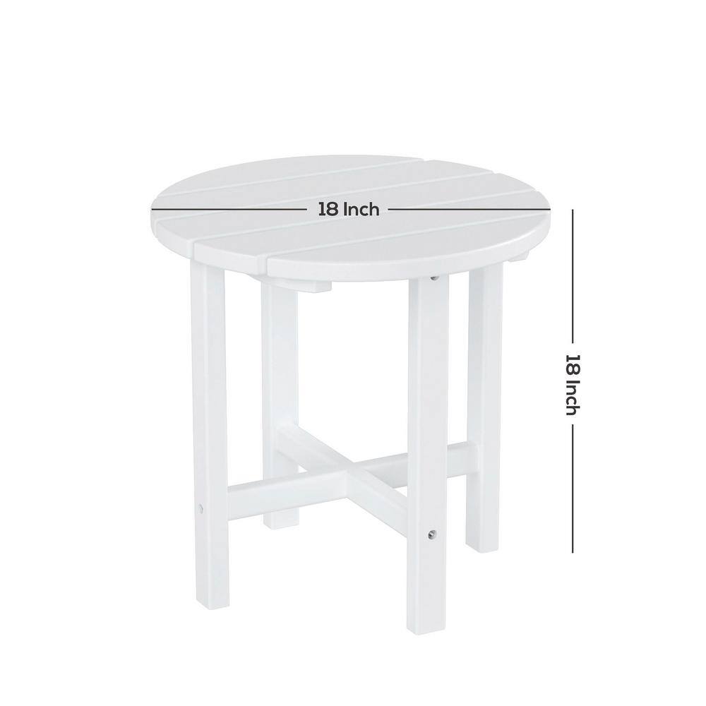 White 18" Round Polywood Outdoor Side Table