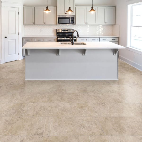 Sarasota Sun Travertine 22 MIL x 11.9 in. W x 23.8 in. L Click Lock Waterproof Vinyl Tile Flooring (17.7 sq. ft./Case)