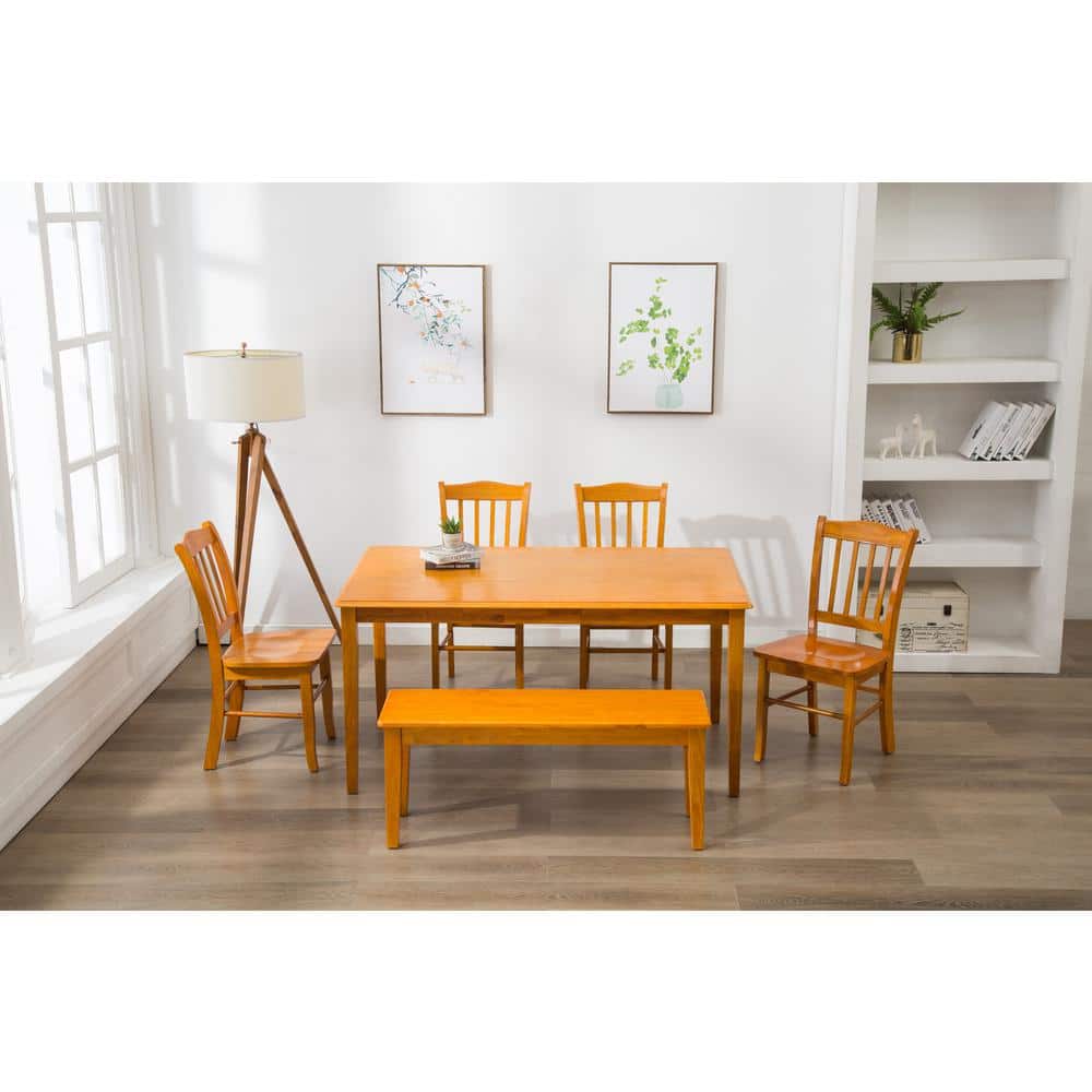 Eco-Friendly Rubberwood Shaker Style 45'' Dining Bench in Oak
