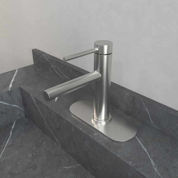 Single-Handle Single Hole Low-Arc Bathroom Faucet with Drain Assembly Drip-Free Vanity Sink Faucet in Brushed Nickel
