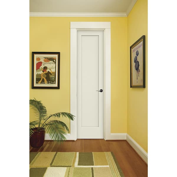 24 in. x 96 in. Madison White Painted Left-Hand Smooth Solid Core Molded Composite MDF Single Prehung Interior Door