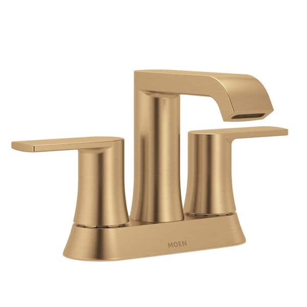 Genta 4 in. Centerset Double-Handle Bathroom Faucet with Drain Kit Included in Bronzed Gold