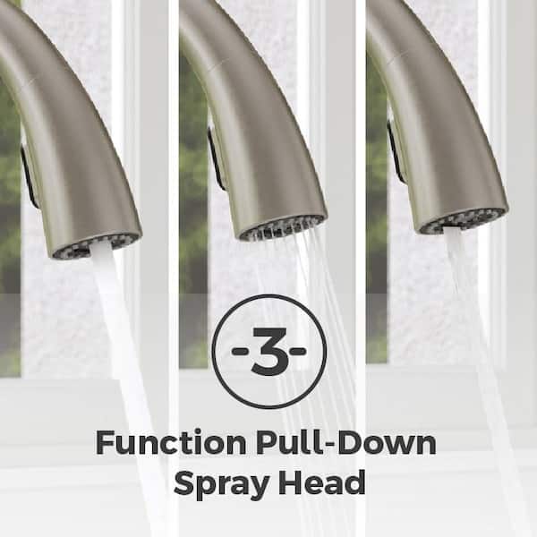 Ladera Single-Handle Pull-Down Sprayer Kitchen Faucet with Soap Dispenser in Spot Defense Stainless Steel Ladera Single-Handle Pull-Down Sprayer Kitchen Faucet with Soap Dispenser in Spot Defense Stainless Steel