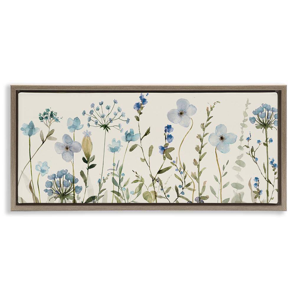 Soft Blue Botanicals Garden by Livi Finn 1 Piece Brown Floater Frame Nature Graphic Art Print 11 in. x 25 in. price history on PriceWatchPro