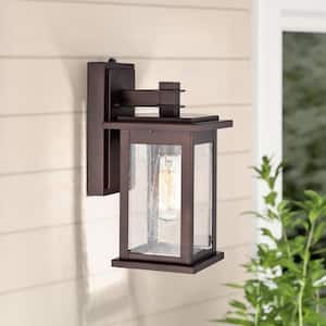 1-Light Brownish Red Outdoor Wall Lantern Sconce with Dusk to Dawn Sensor (1-Pack)