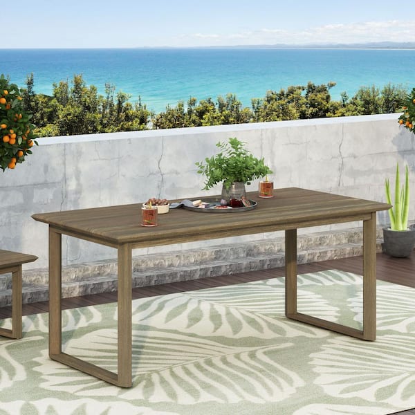 Unbranded Acacia Wood Outdoor Rectangular Wooden Patio Dining Table for Patio, Garden, Backyard, Balcony