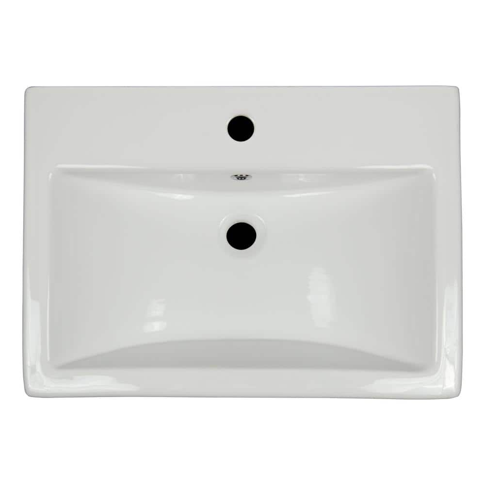 MSI 24 In Overmount White Rectangle Porcelain Single Bowl Kitchen Sink   White Msi Drop In Kitchen Sinks Recwht 2417 64 1000 