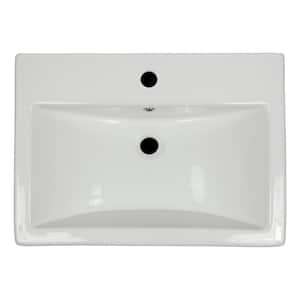 24 in. Overmount White Rectangle Porcelain Single Bowl Kitchen Sink