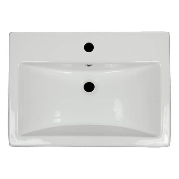 MSI 24 in. Overmount White Rectangle Porcelain Single Bowl Kitchen Sink