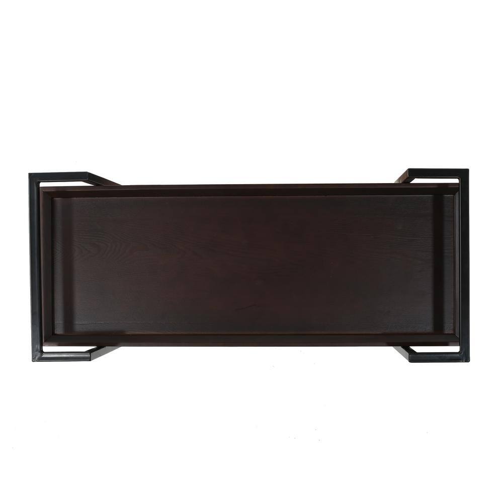 Gerard Dark Walnut Industrial Wood Bar Cart with Storage