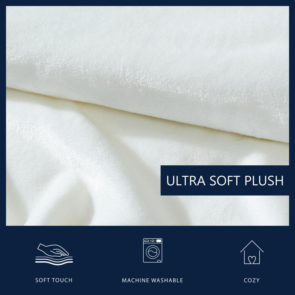 Full Solid White Ultra Soft Fleece Blanket