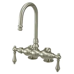 Lever 2-Handle Claw Foot Tub Faucet in Brushed Nickel