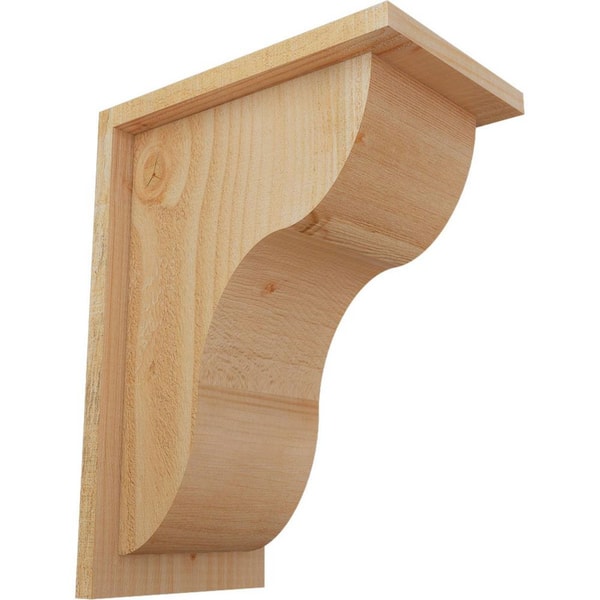 Ekena Millwork 8 in. x 12 in. x 16 in. Douglas Fir Carmel Rough Sawn Corbel with Backplate