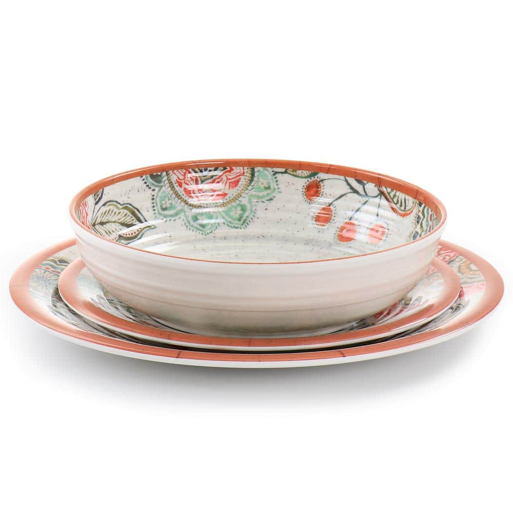 Floral Mandala Melamine Outdoor Dinnerware Set, Service for 4