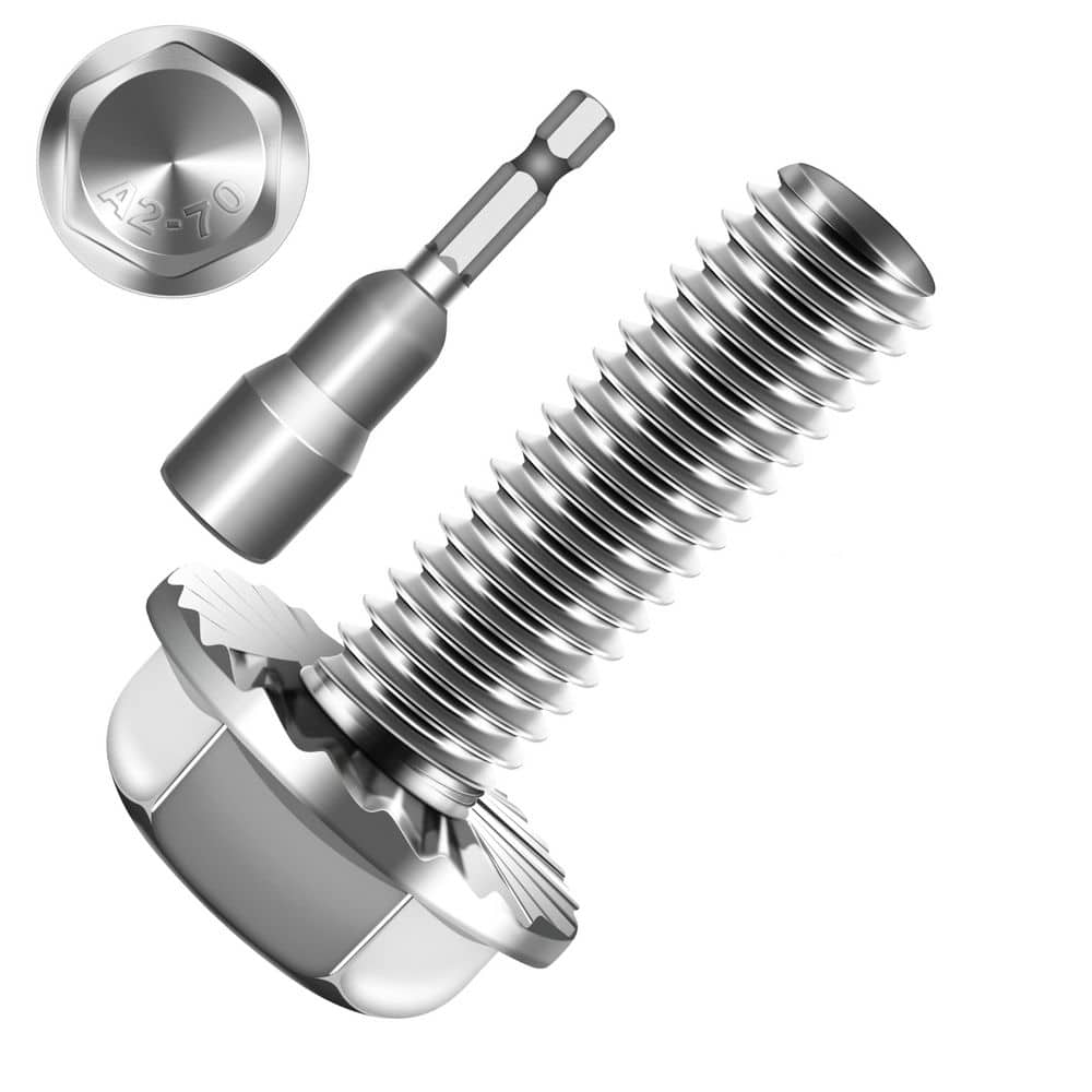 MYWISH M6 x 20 mm Uncoated Flange Bolt with Nuts and Washers (10