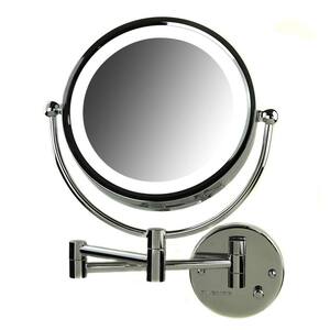 Hardwired 4.7 in. W x 12.4 in. H Framed Round Bathroom Vanity Mirror in Chrome