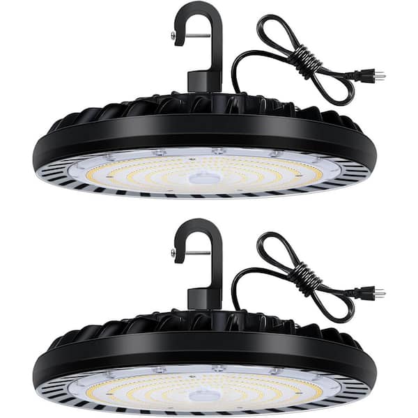 2-Pack 150-Watt 5000K 19500 Lumen LED UFO High Bay Light Fixture IP65 Commercial Warehouse Wet Location Area