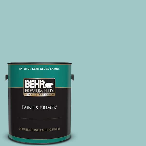 BEHR PREMIUM PLUS 1 gal. Home Decorators Collection #HDC-SP16-08 Blue Bell Semi-Gloss Enamel Exterior Paint & Primer