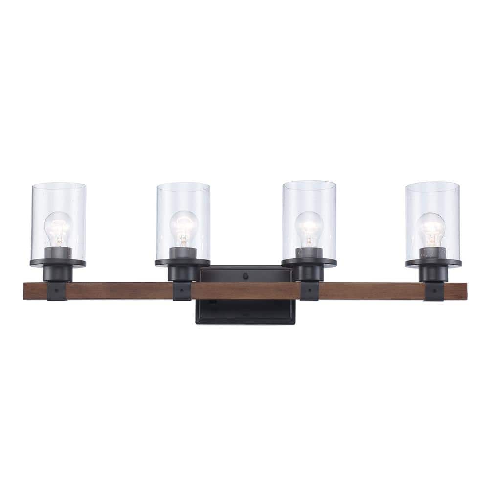 Kichler Barrington 4-Light Black Rustic Vanity Light Bar Kichler Barrington 4-Light Black Rustic Vanity Light Bar