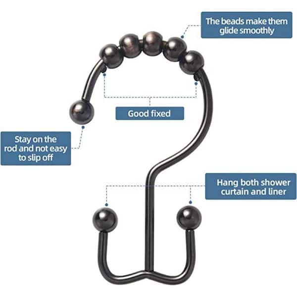 Dyiom Rust-Resistant Metal Double Glide Shower Hooks for Bathroom Shower  Curtain Rings/Hooks, in Bronze B081YPKLMB - The Home Depot