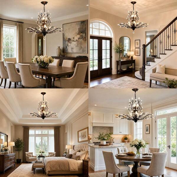 Genoci 8-Light Black Dimmable Empire Chandelier for Living Room