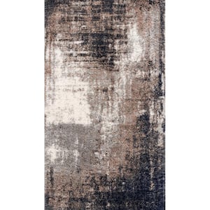 Retro Ivory 2 ft. 8 in. x 4 ft. 11 in. Modern Abstract Area Rug Doormat Entrance Floor Mat