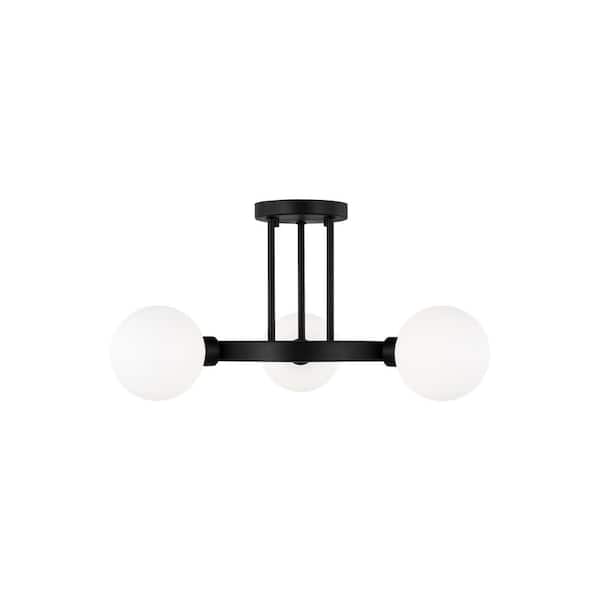 Generation Lighting Clybourn 21 in. 3-Light Midnight Black Semi-Flush Mount