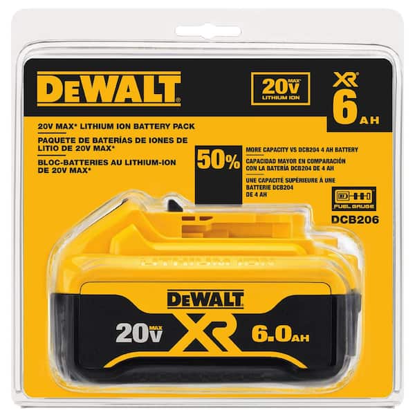 For DeWalt 20V 20 Volt Max XR 6.0AH Lithium Ion Battery Pack DCB204-2 DCB206-2 